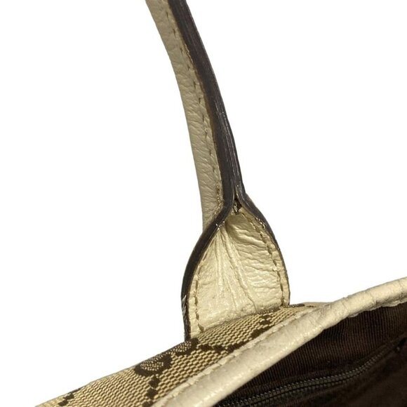 Gucci Tote Prince GG Pattern Beige Dark Brown Ivory Leather - Picture 11 of 15